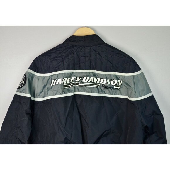 Harley Davidson Racing Vintage 90s Black Nylon Jacket Screaming Eagle - Picture 6 of 9